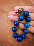 Vintage Lapis Lazuli Bead Bracelet with Silver Chain