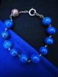 Vintage Lapis Lazuli Bead Bracelet with Silver Chain