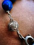 Vintage Lapis Lazuli Bead Bracelet with Silver Chain