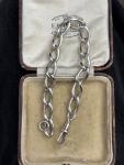 Victorian Sterling Silver Long Albert Chain Bracelet