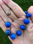 Vintage Lapis Lazuli Bead Bracelet with Silver Chain