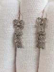 Victorian 14ct Gold Silver Paste Bow Earrings