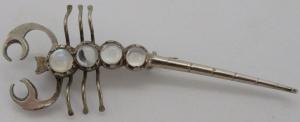 Victorian Silver Moonstone Scorpion Brooch