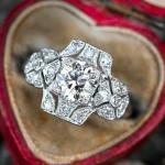 Art Deco 14K White Gold Diamond Wedding Ring
