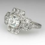 Art Deco 14K White Gold Diamond Wedding Ring
