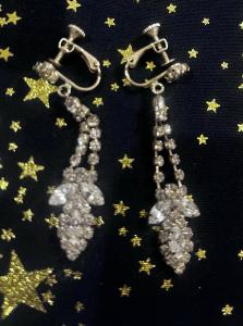 Vintage Diamante Drop Earrings with Screw Back