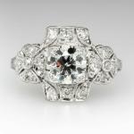 Art Deco 14K White Gold Diamond Wedding Ring