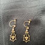 Antique 9ct Gold Screw Back Drop Earrings