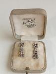 Victorian 14ct Gold Silver Paste Bow Earrings