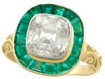 Vintage Emerald and Diamond Yellow Gold Ring
