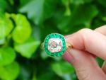 Vintage Emerald and Diamond Yellow Gold Ring