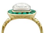 Vintage Emerald and Diamond Yellow Gold Ring