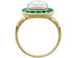 Vintage Emerald and Diamond Yellow Gold Ring