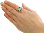Vintage Emerald and Diamond Yellow Gold Ring