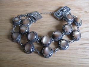 Victorian Sterling Silver Shell Bracelet with Koi Clasp