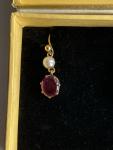 Victorian Pearl and Garnet Drop Earrings Pair