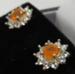 Vintage Art Deco Sterling Silver Flower Stud Earrings