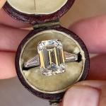 Emerald Moissanite Three Stone Engagement Ring