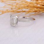 Emerald Moissanite Bezel Set Engagement Ring