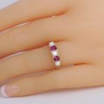 Victorian Ruby Diamond Five Stone Gold Ring