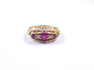1910 Birmingham Hallmarked Ruby & Diamond Ring