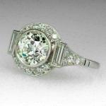 Art Deco Round Cut Diamond Halo Engagement Ring