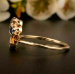 Victorian Trefoil Ruby/Sapphire Ring in 14K Gold