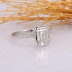 Emerald Moissanite Bezel Set Engagement Ring