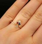Victorian Trefoil Ruby/Sapphire Ring in 14K Gold