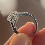 Emerald Moissanite Three Stone Engagement Ring