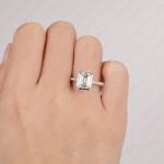 Emerald Moissanite Bezel Set Engagement Ring