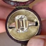 Emerald Moissanite Three Stone Engagement Ring