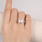 Emerald Moissanite Bezel Set Engagement Ring