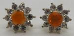 Vintage Art Deco Sterling Silver Flower Stud Earrings
