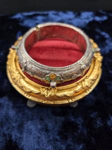 Hand Engraved Antique Silver Plated Bangle Bracelet