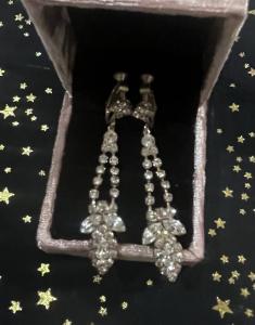 Vintage Diamante Drop Earrings with Screw Back