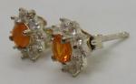 Vintage Art Deco Sterling Silver Flower Stud Earrings