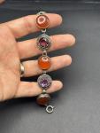 Scottish Silver Amethyst Carnelian Vintage Bracelet