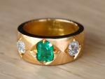 Emerald and Diamond 18ct Gold Antique Ring