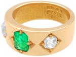 Emerald and Diamond 18ct Gold Antique Ring