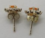 Vintage Art Deco Sterling Silver Flower Stud Earrings