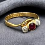 Victorian Ruby & Diamond Twist Ring in Gold