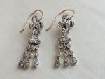 Victorian 14ct Gold Silver Paste Bow Earrings