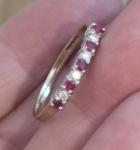 Vintage 9ct Gold Ruby Diamond Half Eternity Ring