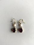 Victorian Pearl and Garnet Drop Earrings Pair