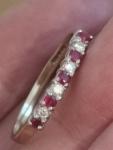 Vintage 9ct Gold Ruby Diamond Half Eternity Ring