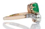 Colombian Emerald Toi et Moi Diamond Ring