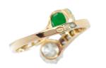 Colombian Emerald Toi et Moi Diamond Ring