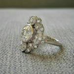 Art Deco 3.02Ct Diamond Engagement Ring 14K White Gold