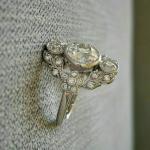 Art Deco 3.02Ct Diamond Engagement Ring 14K White Gold